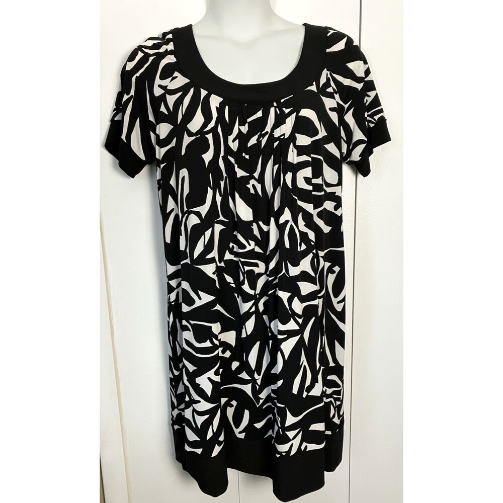 Coldwater Creek Black/White Geometric Tunic Dress Size XL - Picture 1 of 8